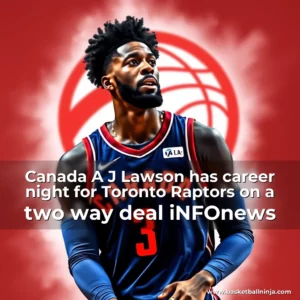 Artistic representation for Canada A J Lawson has career night for Toronto Raptors on a two way deal iNFOnews