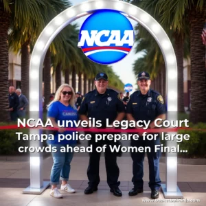 Artistic representation for NCAA unveils Legacy Court Tampa police prepare for large crowds ahead of Women Final Four