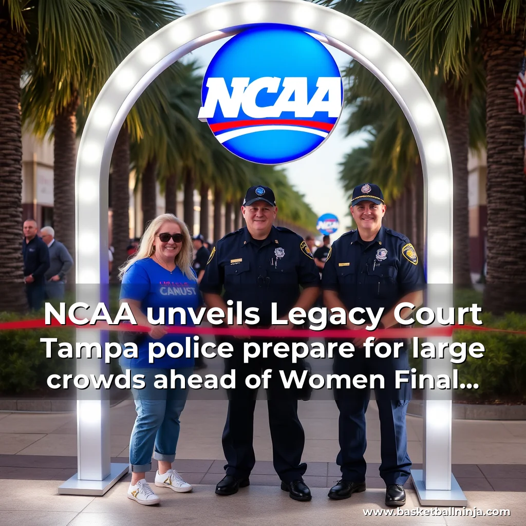 Artistic representation for NCAA unveils Legacy Court Tampa police prepare for large crowds ahead of Women Final Four
