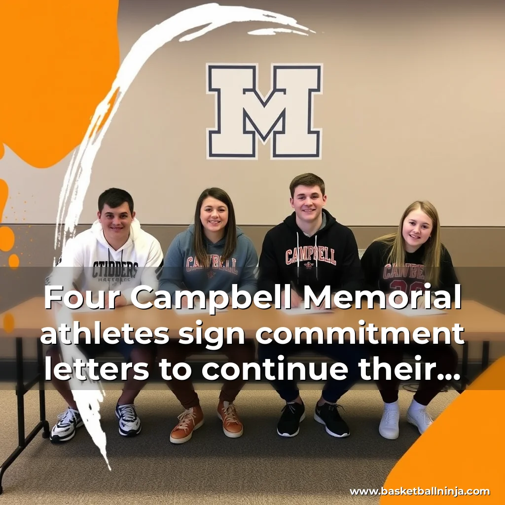 Artistic representation for Four Campbell Memorial athletes sign commitment letters to continue their academic and athletic careers