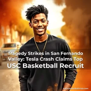 Artistic representation for Tragedy Strikes in San Fernando Valley: Tesla Crash Claims Top USC Basketball Recruit