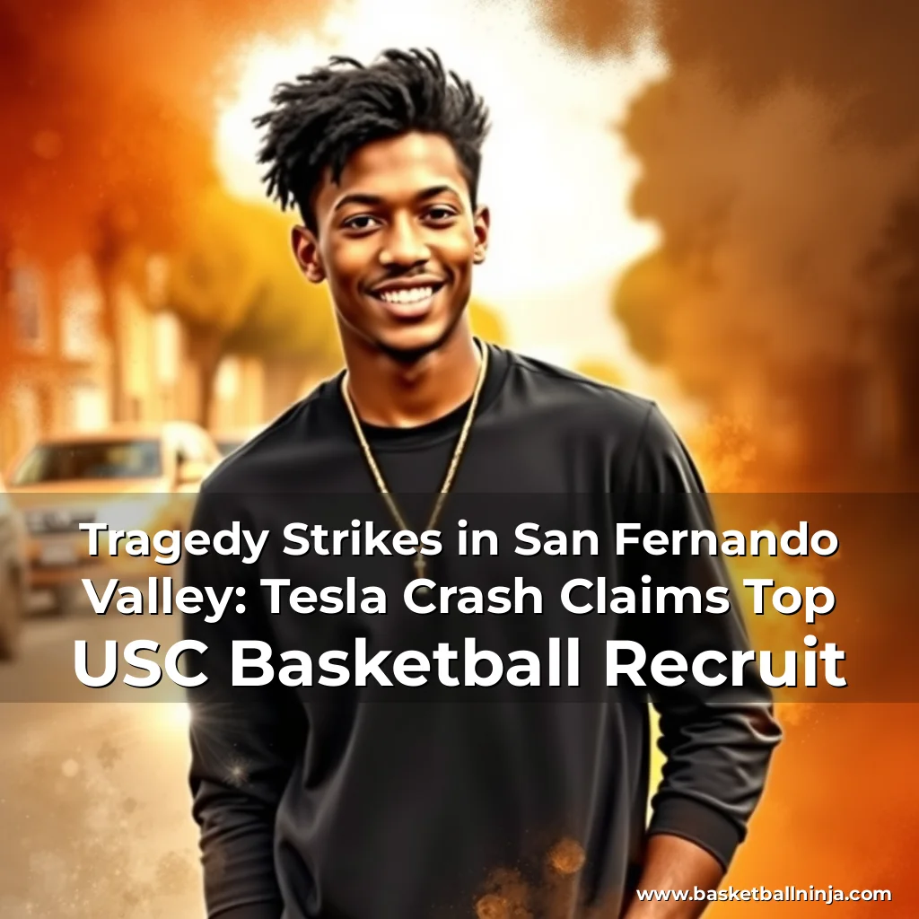 Artistic representation for Tragedy Strikes in San Fernando Valley: Tesla Crash Claims Top USC Basketball Recruit
