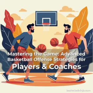 Artistic representation for Mastering the Game: Advanced Basketball Offense Strategies for Players & Coaches